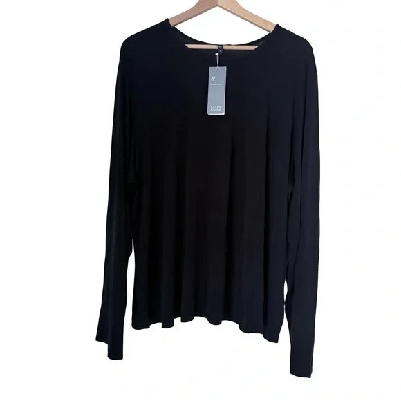 NWT Eileen Fisher Stretch Silk Jersey Crew Neck Top Sz 3X - Picture 2 of 9